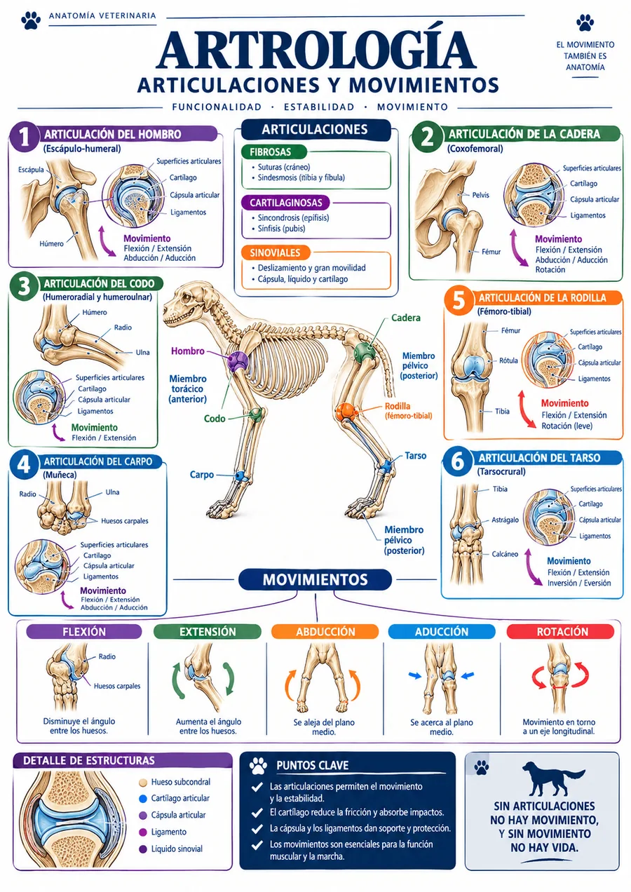 Mapa visual de artrología veterinaria