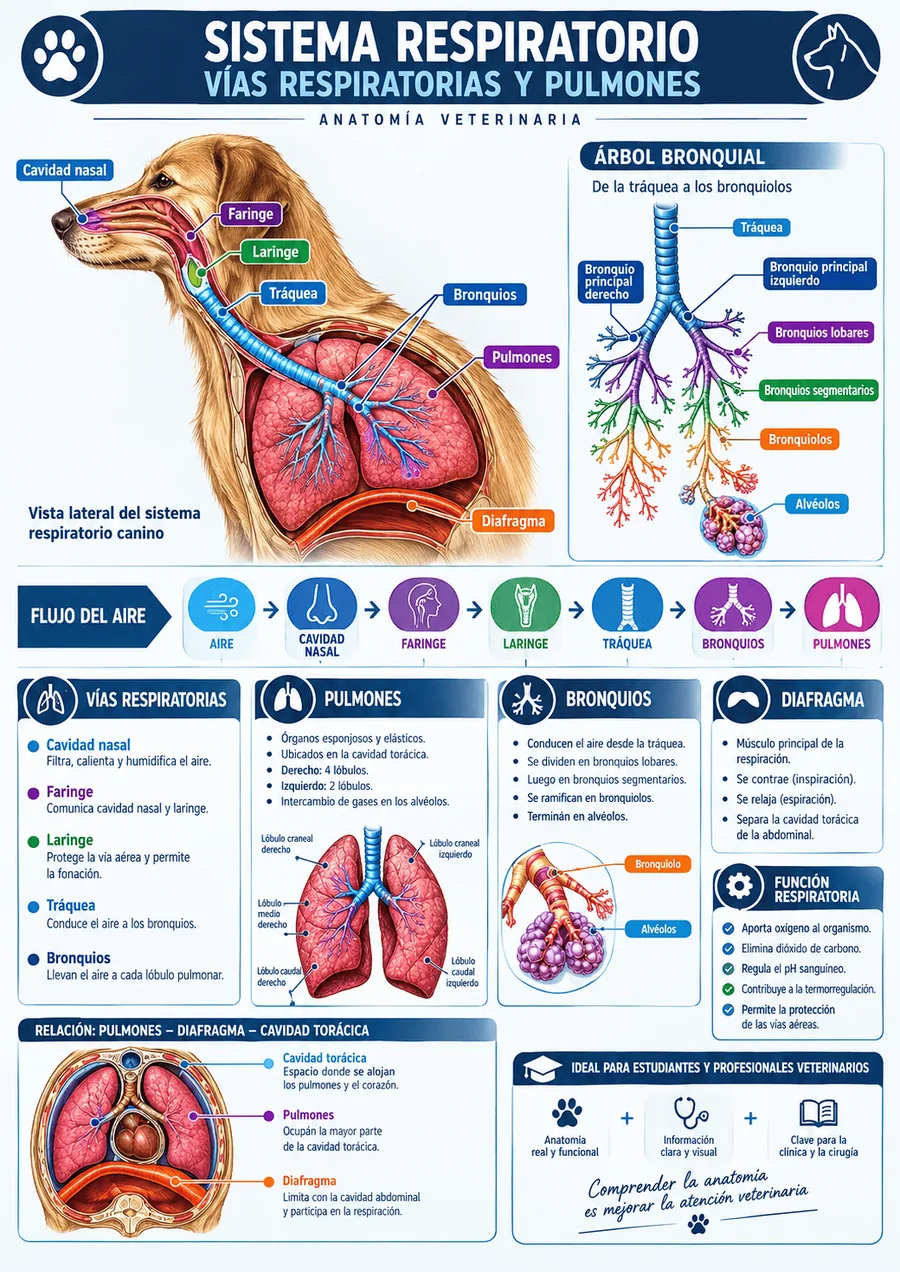 Mapa visual del sistema respiratorio canino
